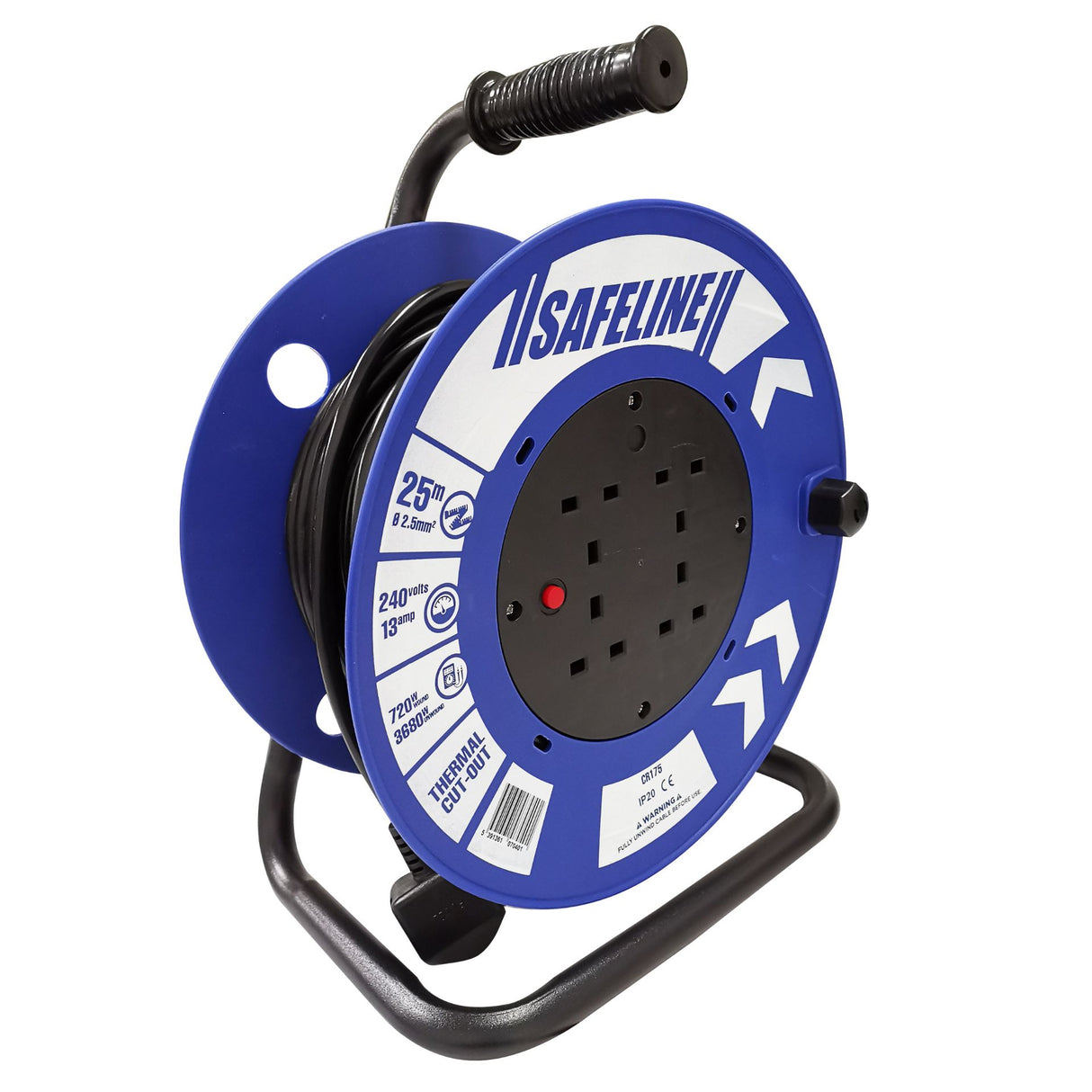 25 METRE 240V 13A 2.5 SQ BLUE CABLE REEL
