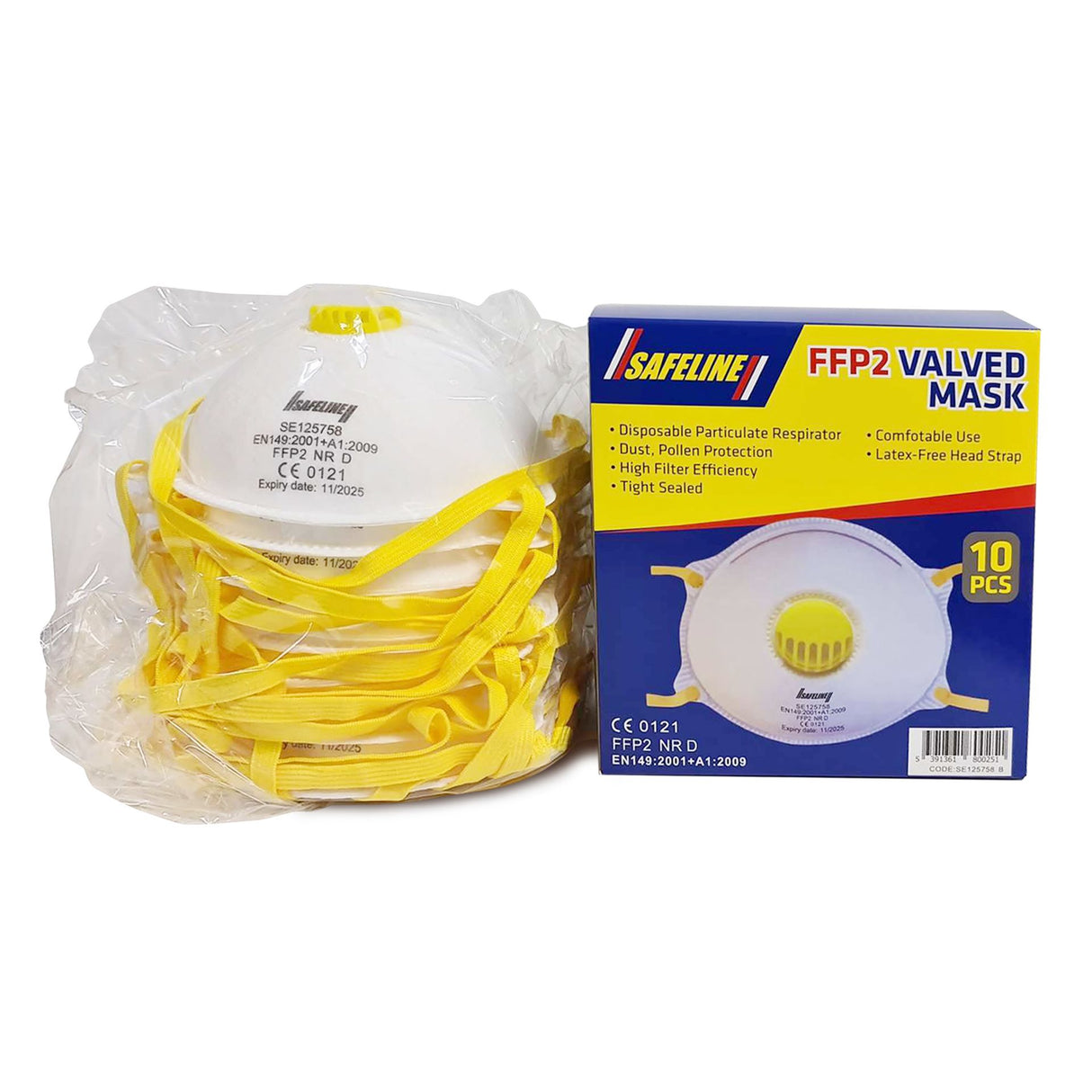 SAFELINE FFP2 -10 PCS MOULDED VALVED DUST MASKS