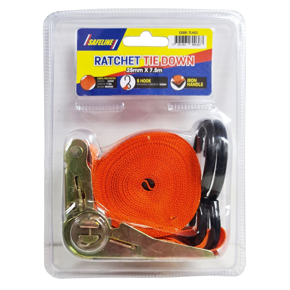 SAFELINE RATCHET STRAP 25MM X 7.5M