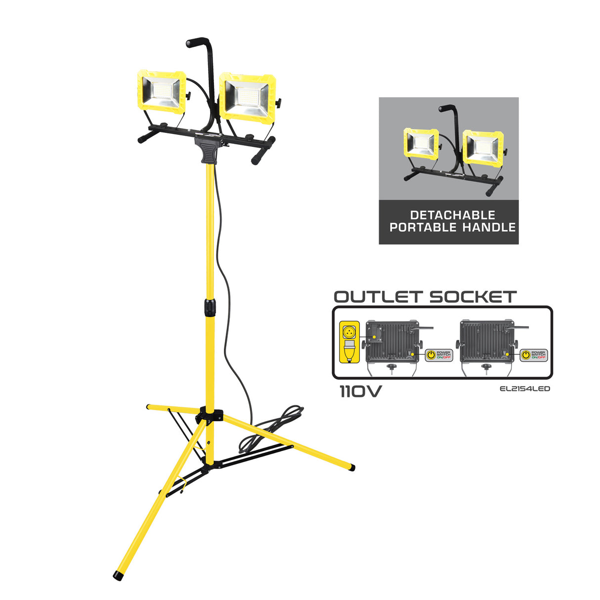 SAFELINE LED 50 WATT TELESCOPIC DOUBLE 110V LIGHT 3M CABLE 5000LM
