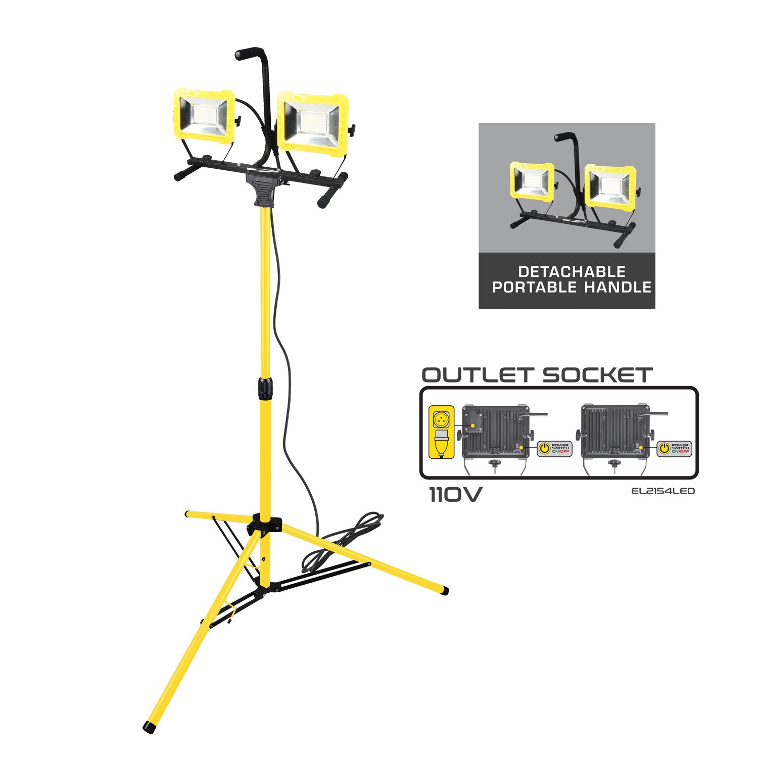 SAFELINE LED 50 WATT TELESCOPIC DOUBLE 110V LIGHT 3M CABLE 5000LM