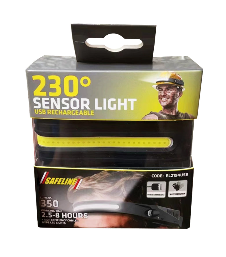 SAFELINE 230DEG HEADLIGHT USB RECHARGABLE