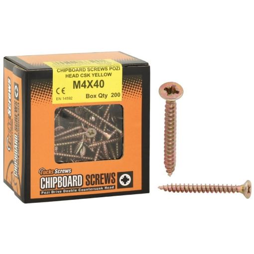 M3X12 YELLOW POZI CHIPBOARD SCREW 200BOX FT