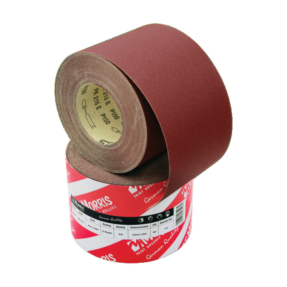 MORRIS 120 GRIT SANDPAPER ABRASIVE ROLL RED 115MM X 1 METER CUT (23547)