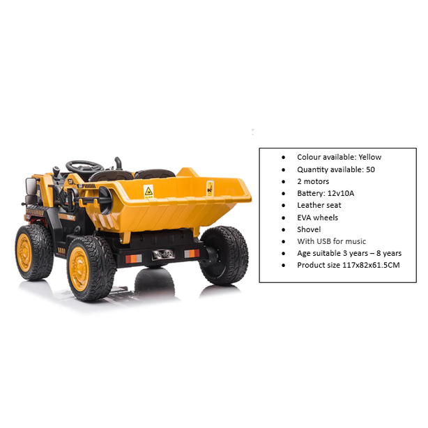 KIDS 12V YELLOW DUMPER TRUCK (DISPLAY MODEL) - Watson Hire