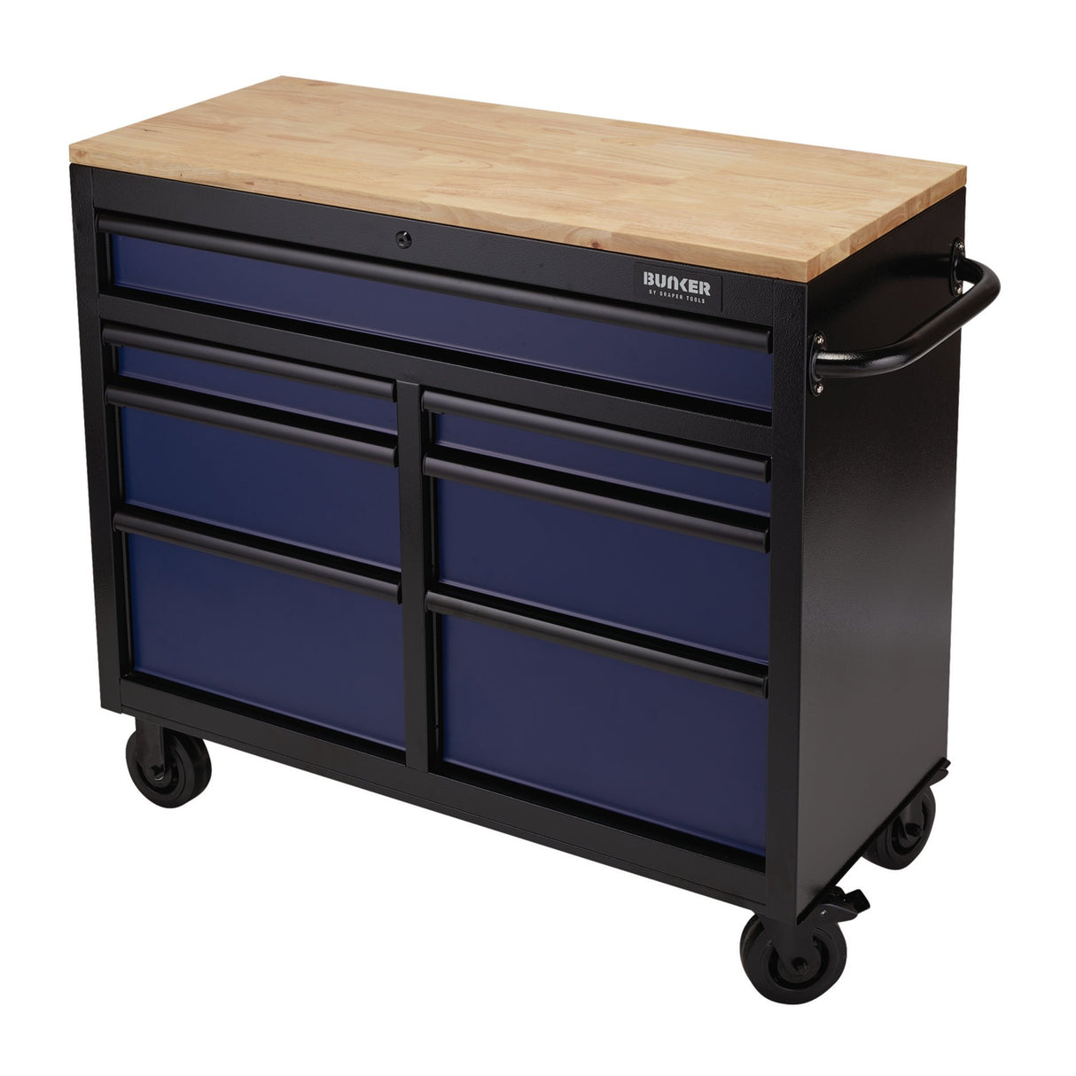 BUNKER® Workbench Roller Tool Cabinet, 7 Drawer, 41", Blue