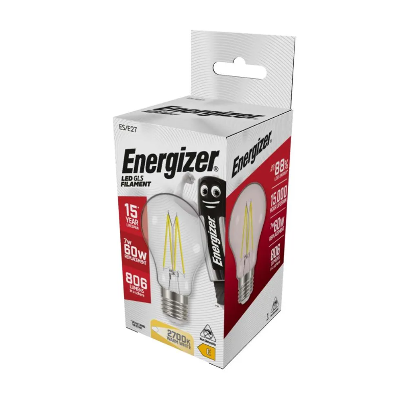 ENERGIZER 7W 60W E27 CLEAR LED FILAMENT GLS 806LM