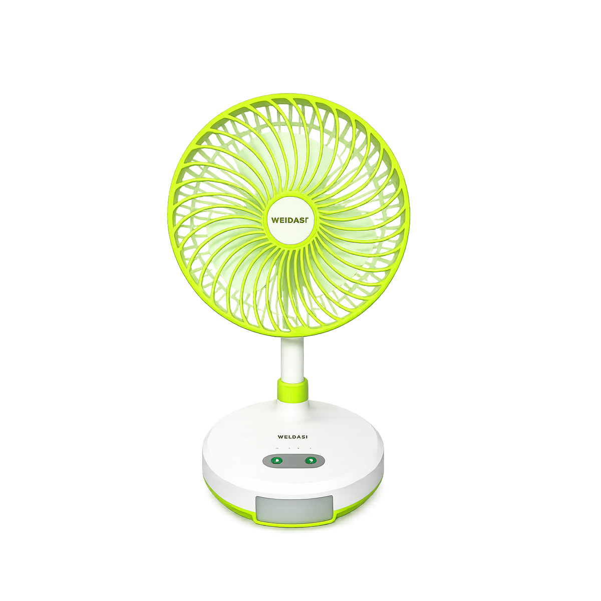 WEIDASI USB 6-INCH, PORTABLE RECHARGEABLE TABLE FAN + LED LAMP