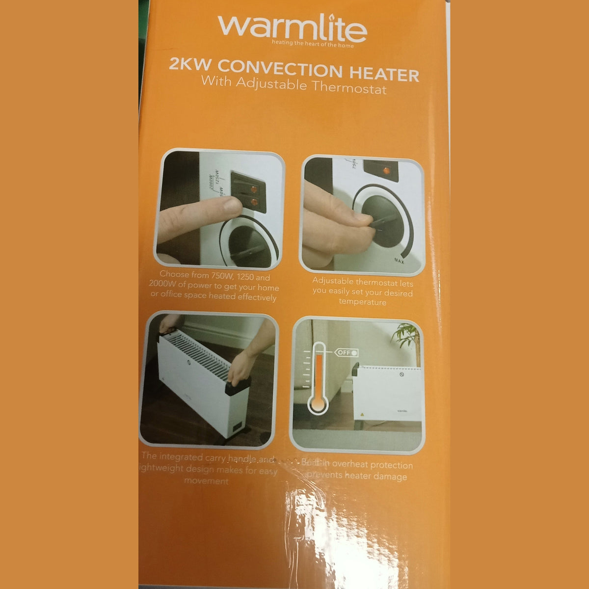 WARMLITE 2KW CONVECTOR HEATER + ADJUSTABLE THERMOSTAT - Watson Hire