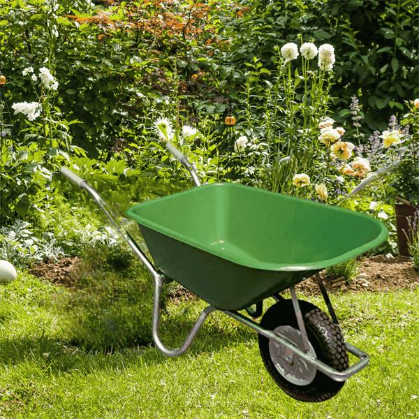 100L GREEN PVC GARDEN WHEELBARROW