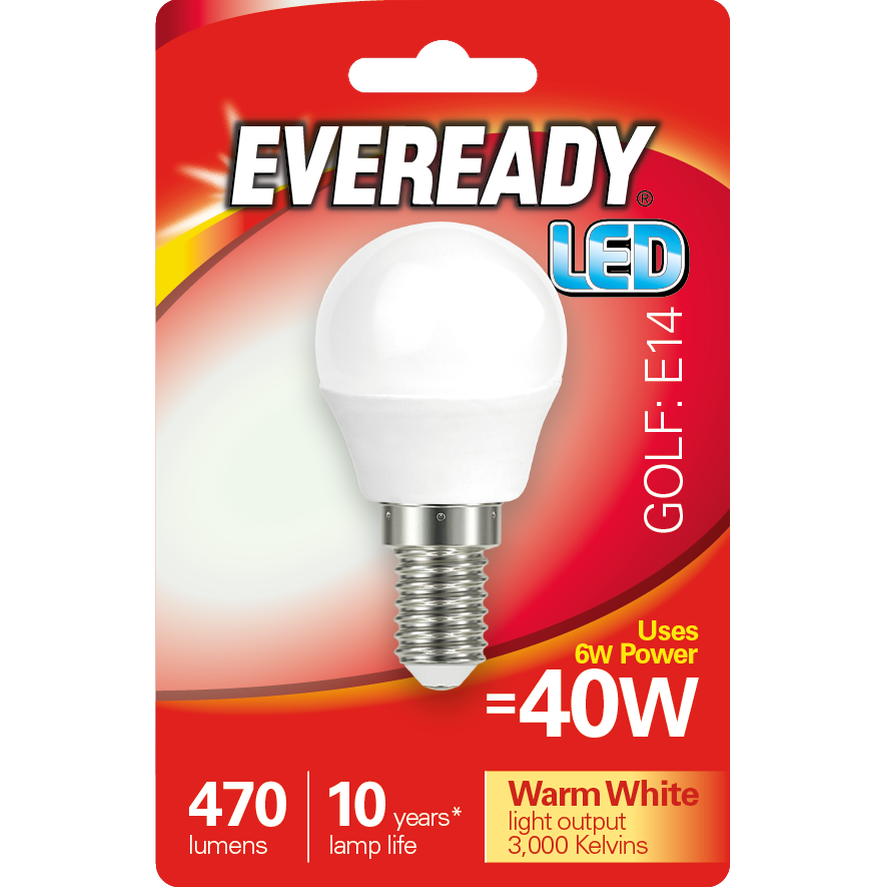 EVEREADY 6W (40W) E14 LED GOLF BALL 470 LUMENS