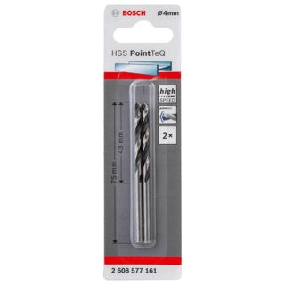 BOSCH HSS POINTTEQ DRILL BIT 4 75MM 2PK