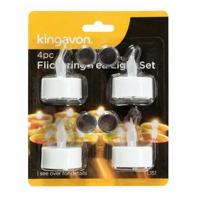 KINGAVON 4PC FLICKERING TEA LIGHT SET