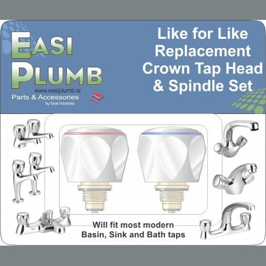 Easy Plumb Pair of Replacement Crown Tap Heads & Spindles only