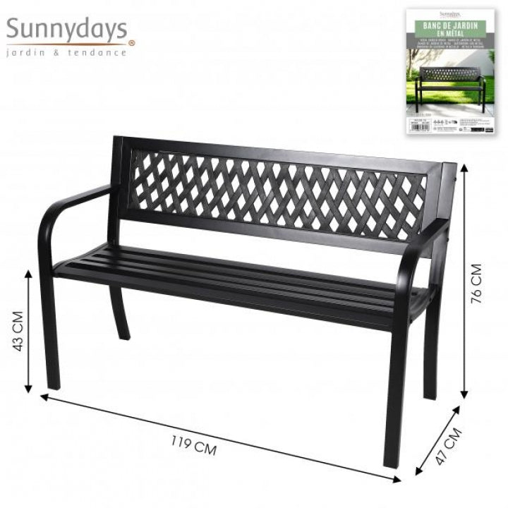 GARDEN BENCH IN BLACK METAL