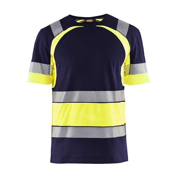 BLAKLADER HI-VIS T-SHIRT NAVY BLUE/HI-VIS YELLOW - Watson Hire
