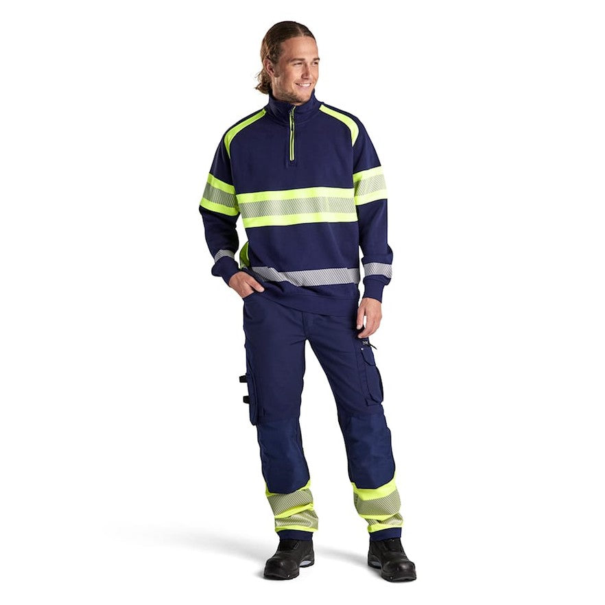 BLAKLADER HI-VIS SWEATER NAVY BLUE/HI-VIS YELLOW - Watson Hire