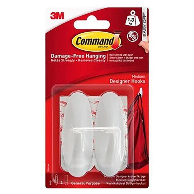 COMMAND MEDIUM OVAL HOOKS 2PK