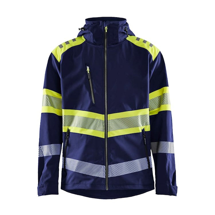 BLAKLADER HI-VIS SOFTSHELL JACKET NAVY YELLOW - Watson Hire