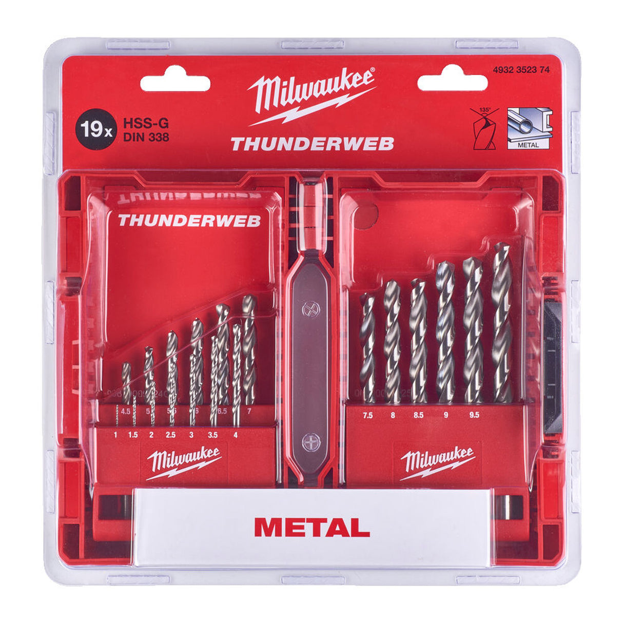 MILWAUKEE 19PC THUNDERWEB HSS METAL DRILL BIT SET