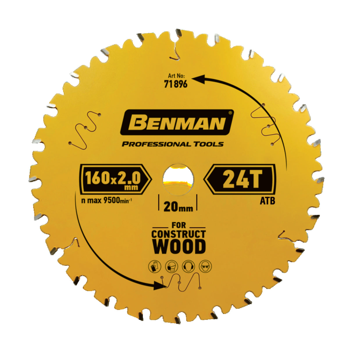 BENMAN CIRCULAR SAW BLADE CONSTRUCT WOOD FOR CIRCULAR SAW 165 X 2MM 24T
