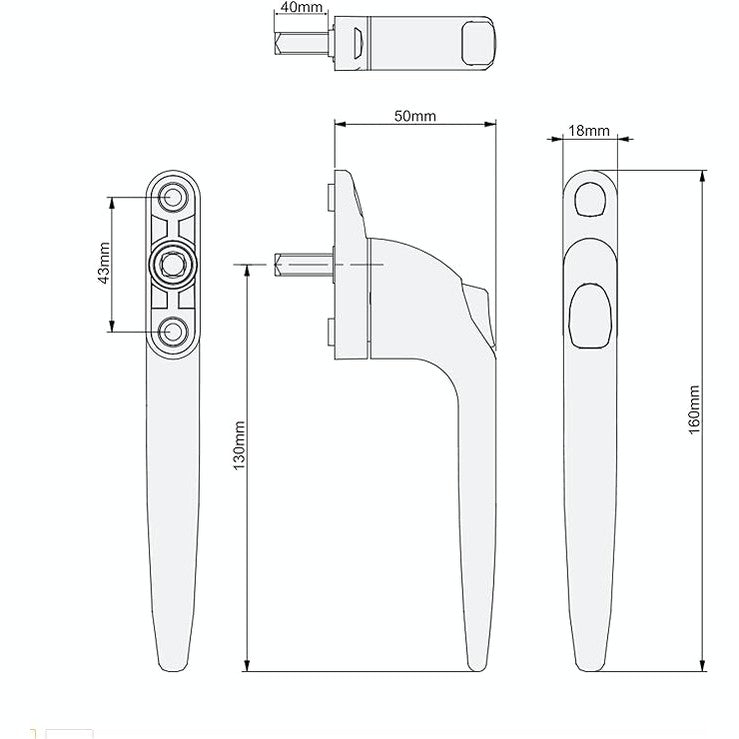 YALE PVCU INLINE MULTIPLE SPINDLE WINDOW HANDLE WHITE