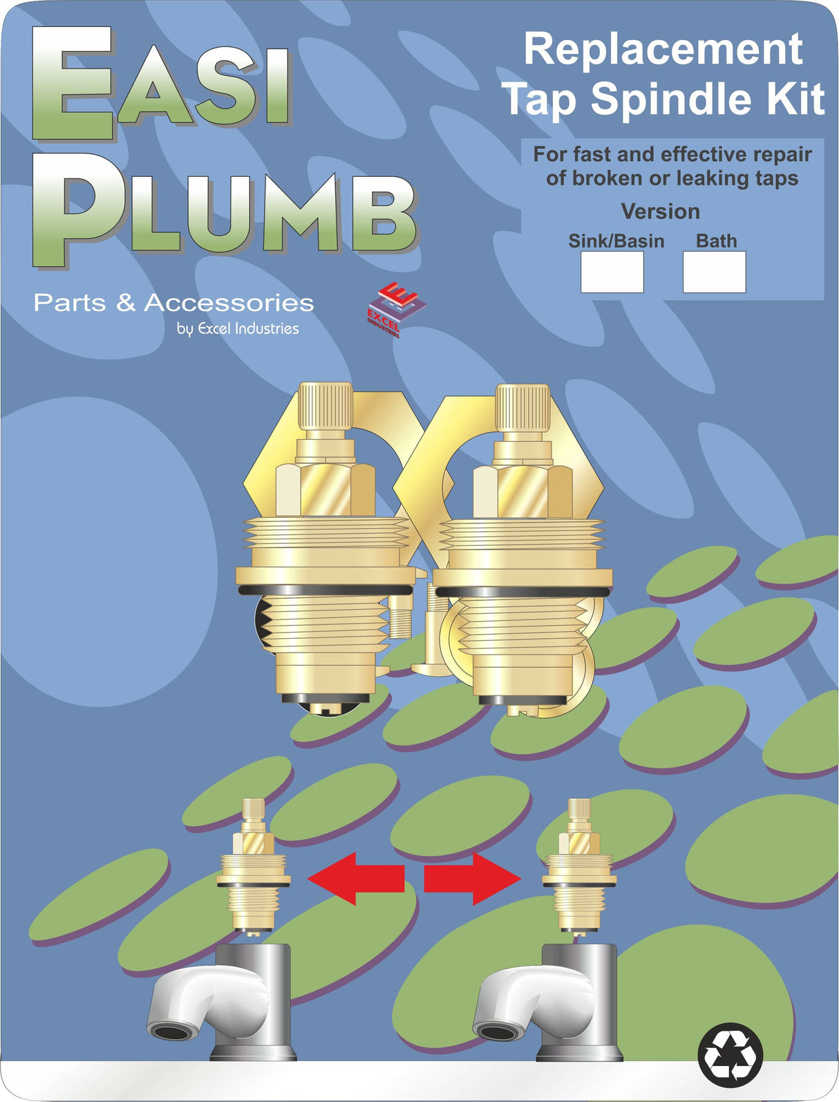 Easy Plumb 1/2" Replacement Brass Spindles incl. Bushings Pair