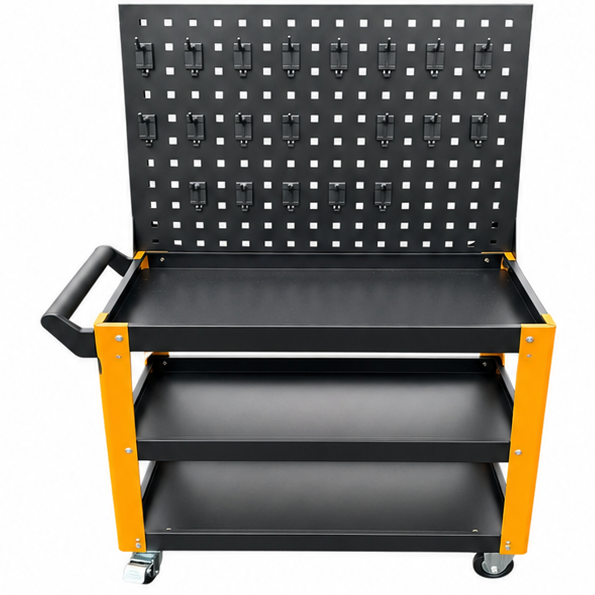 DETROIT INDUSTRIES 3 TIER TOOL CART WITH PEGBOARD