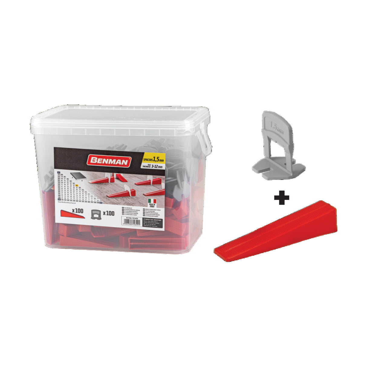 BENMAN TILE LEVELING KIT WITH 100 SPACERS & 100 WEDGES