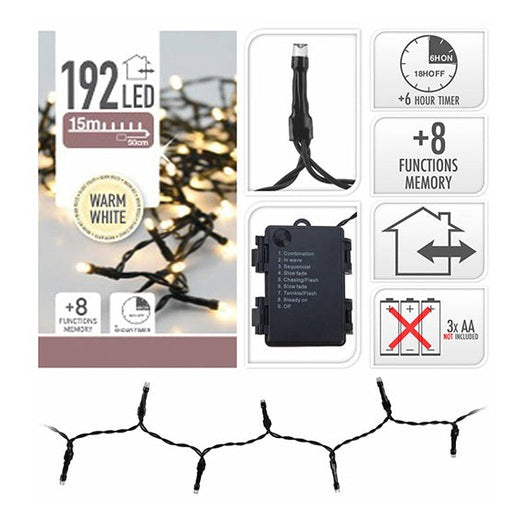 CHRISTMAS LIGHTS 192 LED BATTERY OPERATED