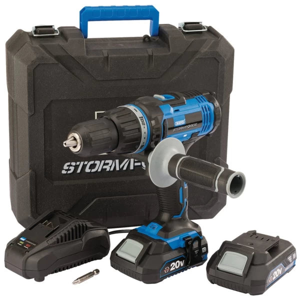 DRAPER STORM FORCE® 20V COMBI DRILL, 2 X 2.0AH BATTERIES, 1 X CHARGER