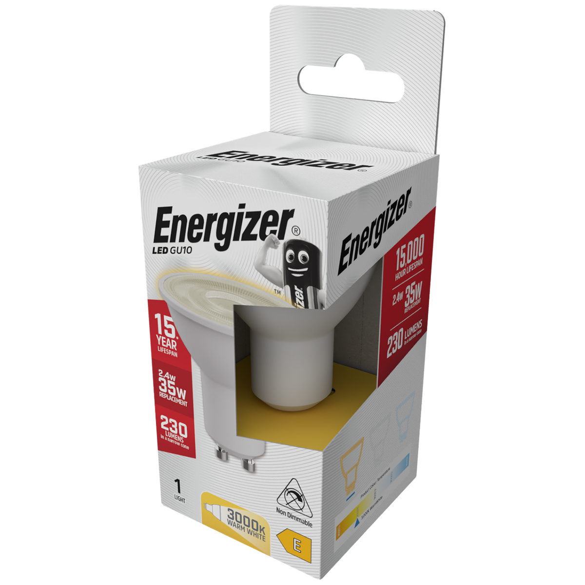 ENERGIZER LED 3.6W (35W) 250 LUMEN GU10 LAMP WARM WHITE