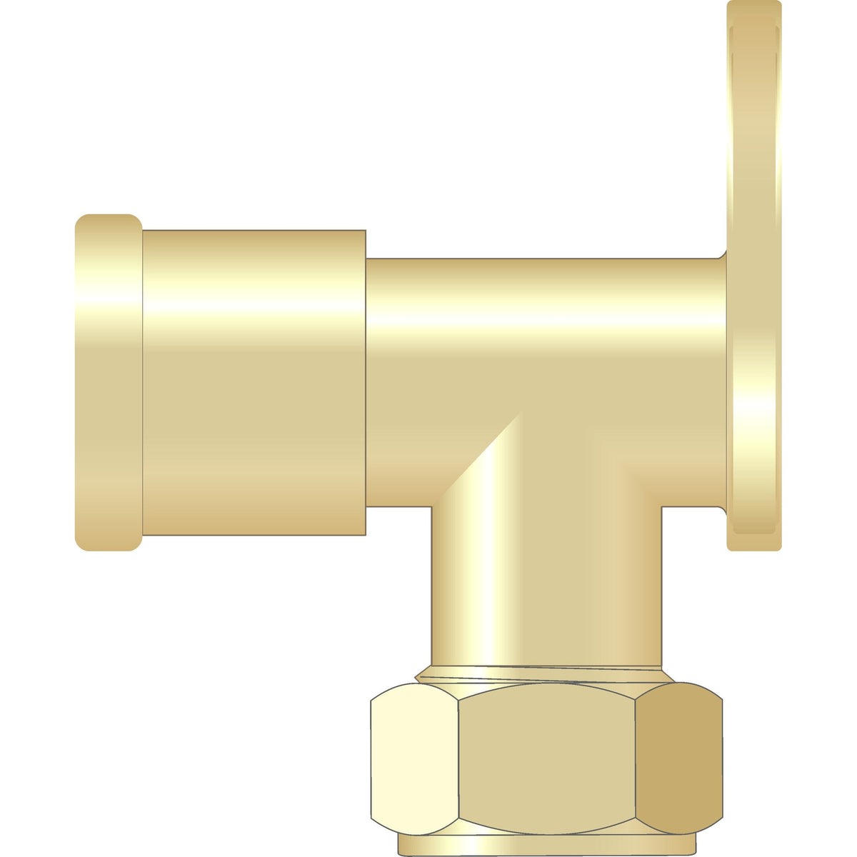 Easy Plumb 1/2" x 1/2" F.I. Wall Plate Brass Compression Elbow