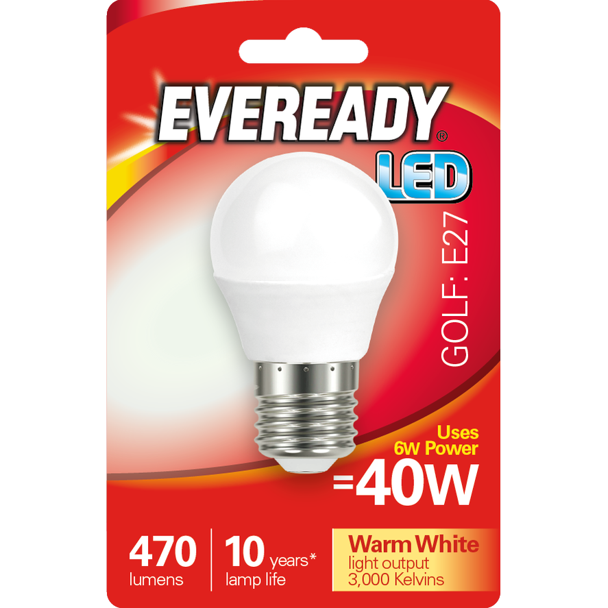 EVEREADY 6W (40W) E27 LED GOLF BALL 470 LUMENS