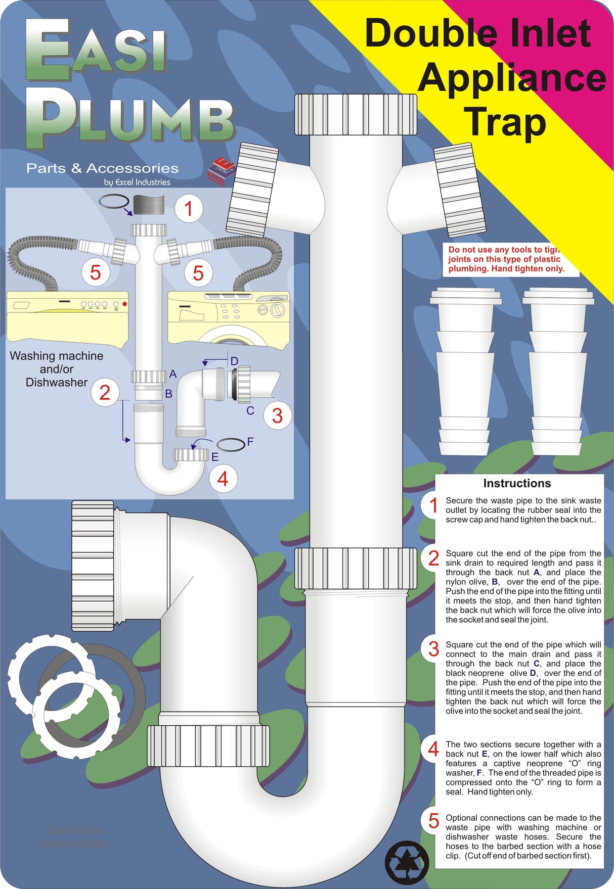 Easy Plumb 11/2" x 3" Seal Appliance Trap Double Inlet