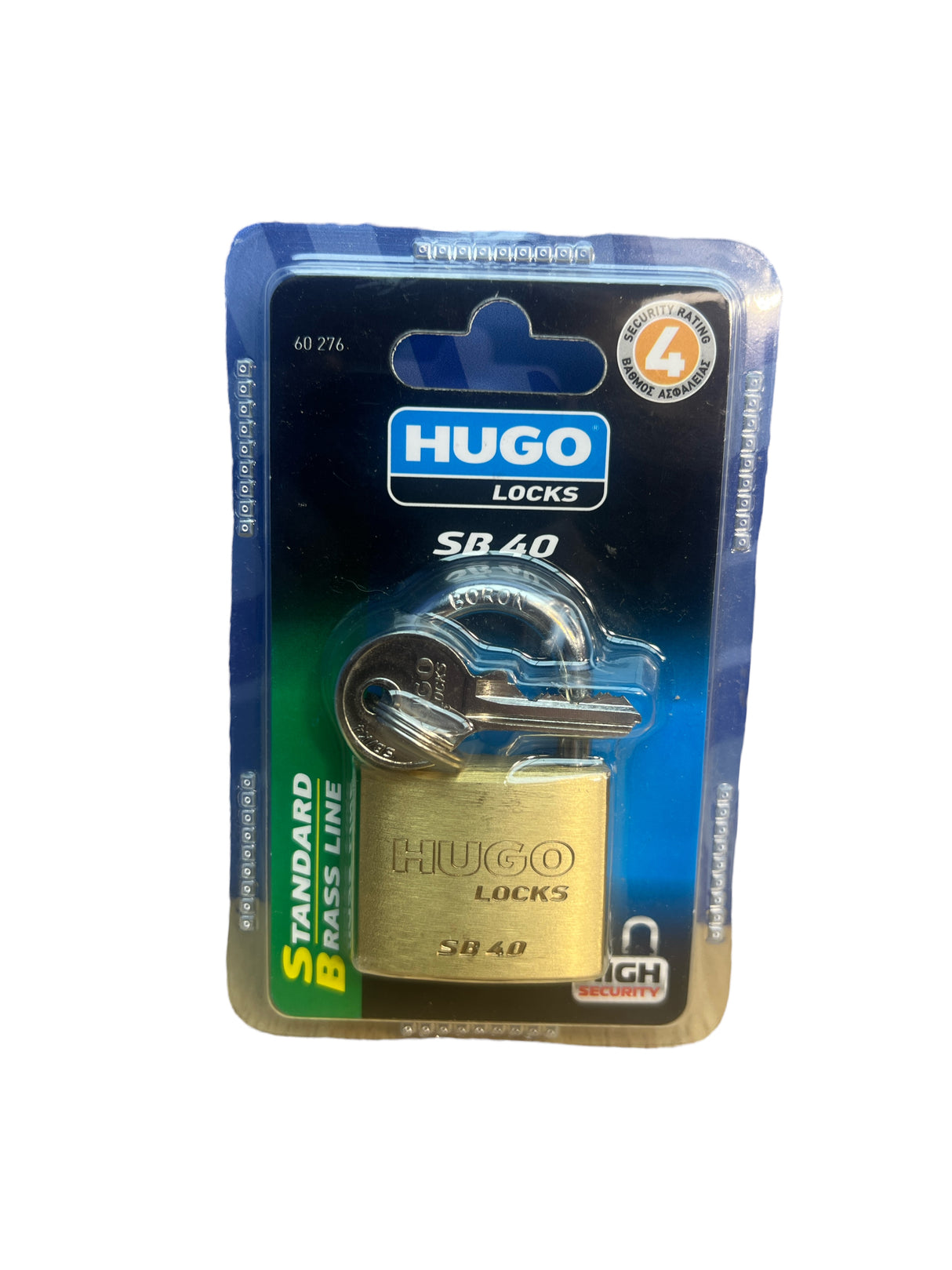 HUGO BRASS PADLOCK SB40 3 KEYS BLISTER