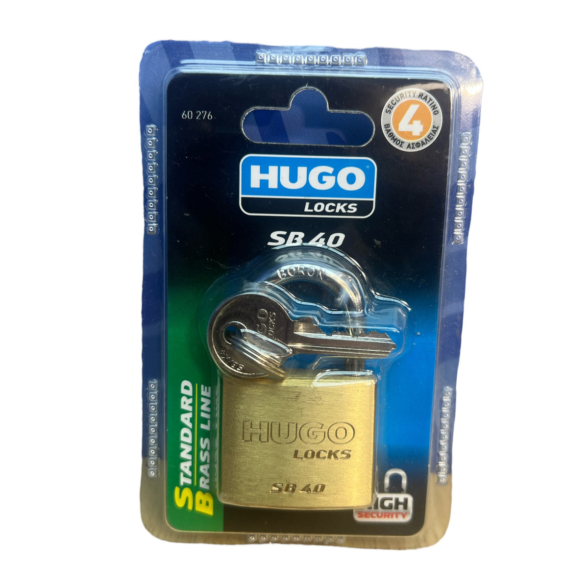 HUGO BRASS PADLOCK SB40 3 KEYS BLISTER - Watson Hire