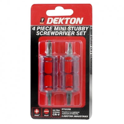 DEKTON 4PC MINI STUBBY SCREWDRIVER SET