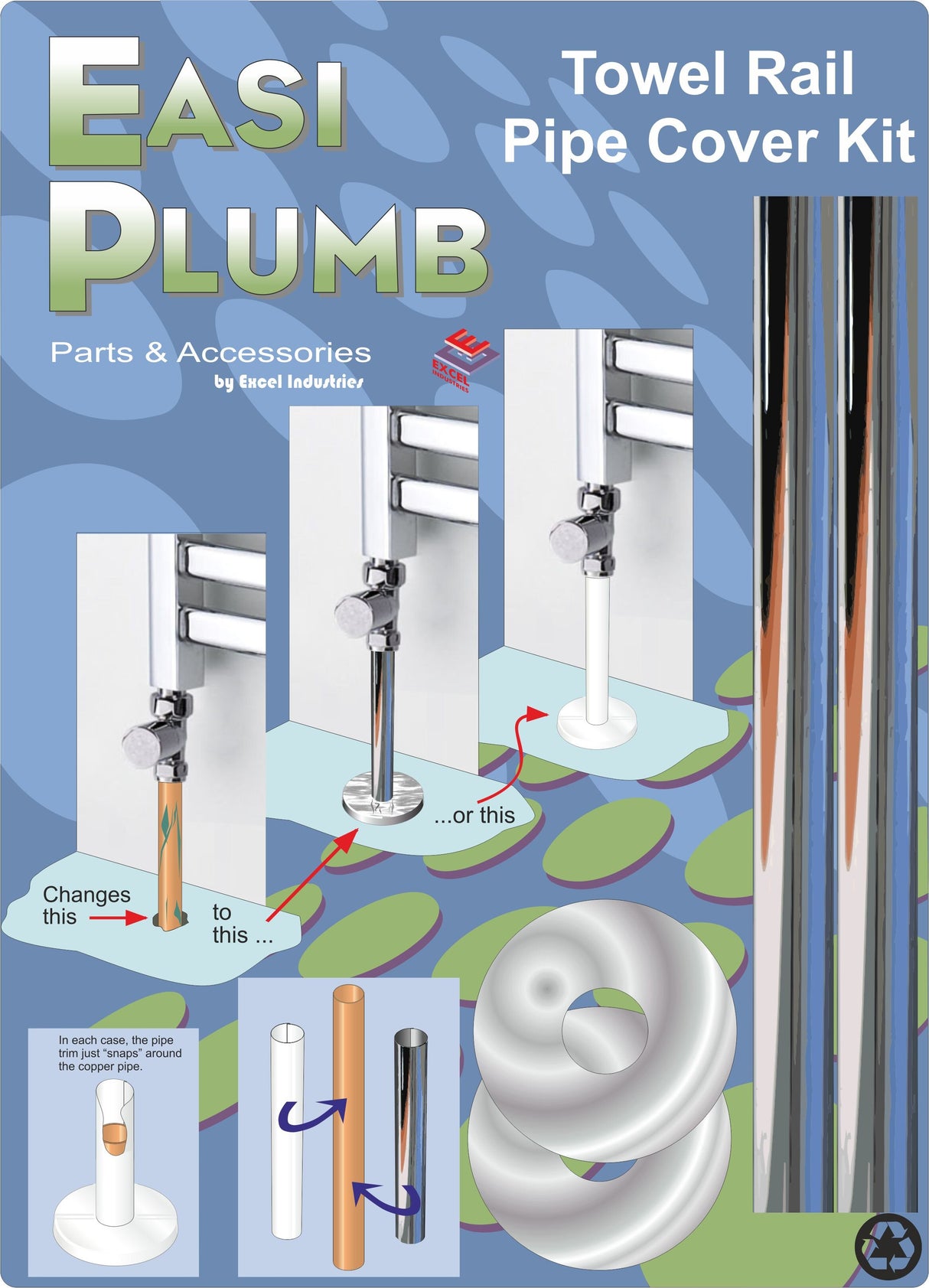 Easy Plumb Towel Rail Pipe Cover Kit - Chrome