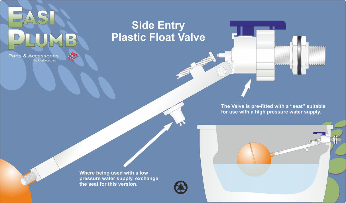 Easy Plumb Side Entry Plastic Float Valve