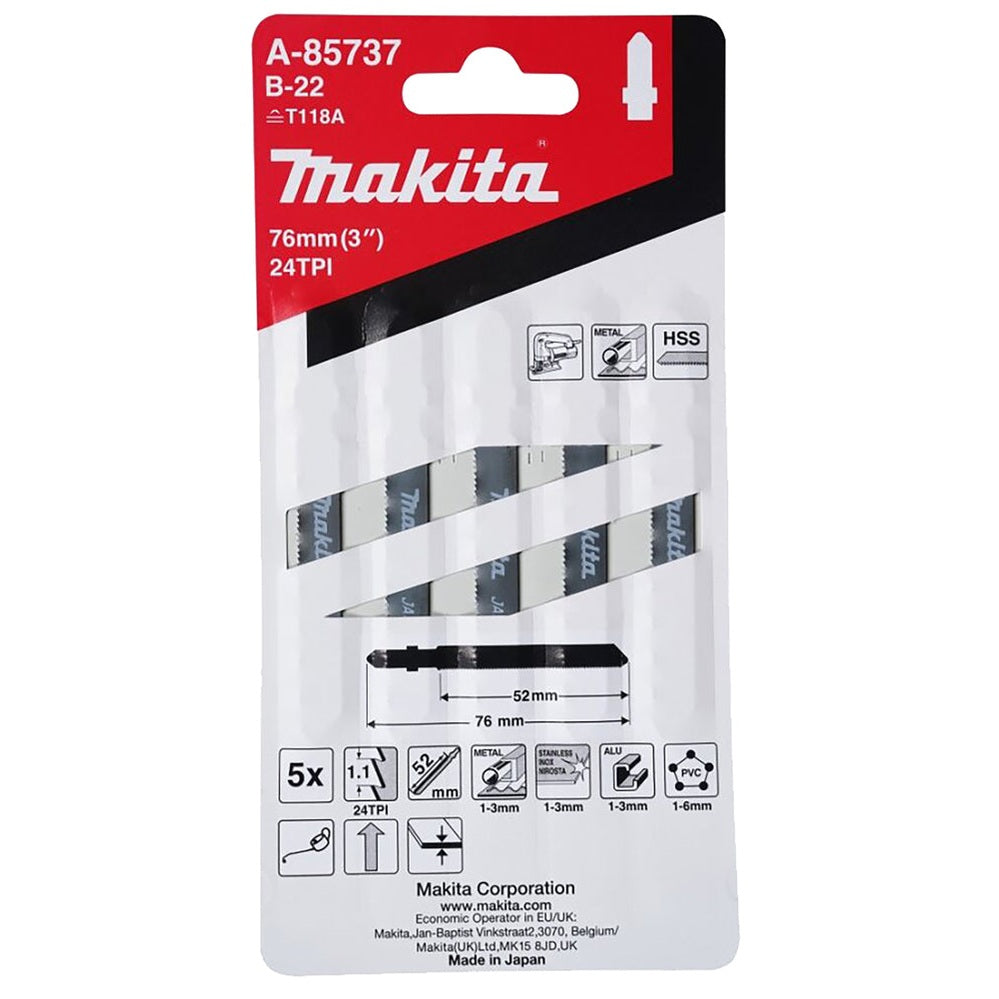 MAKITA BASIC CUT - METAL JIGSAW BLADE B-22 50MM 5PCS