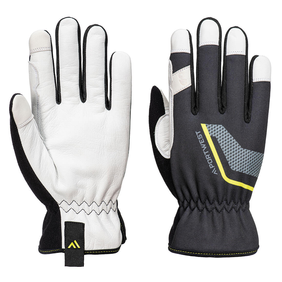 PORTWEST STRETCH UTILITY LEATHER GLOVE BLACK