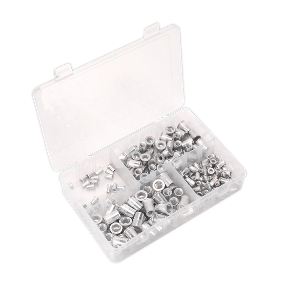 SEALEY 200PC SPLINED THREADED INSERT (RIVET NUT) ASSORTMENT M4-M8 - METRIC