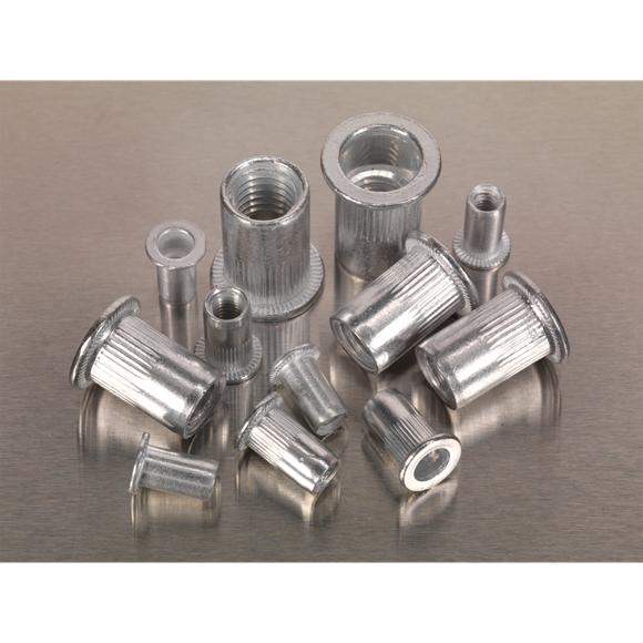 SEALEY 200PC SPLINED THREADED INSERT (RIVET NUT) ASSORTMENT M4-M8 - METRIC