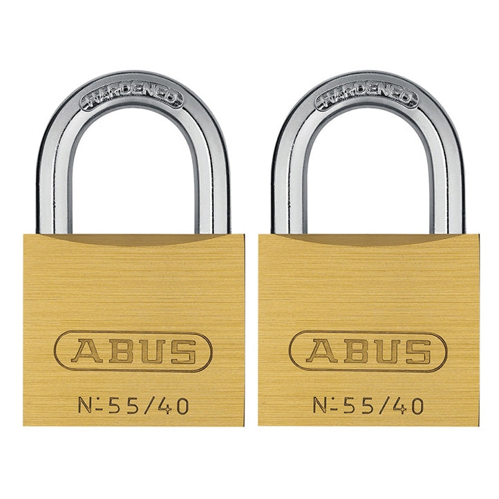 ABUS Mechanical 55/40mm Brass Padlocks Twin Pack