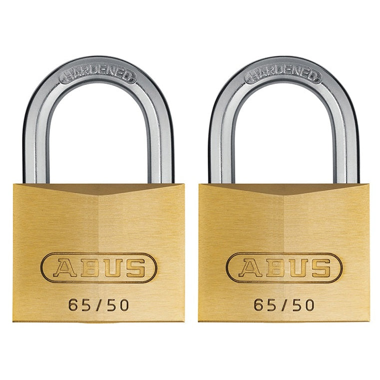 ABUS Mechanical 65/50mm Brass Padlock Twin Pack Carded