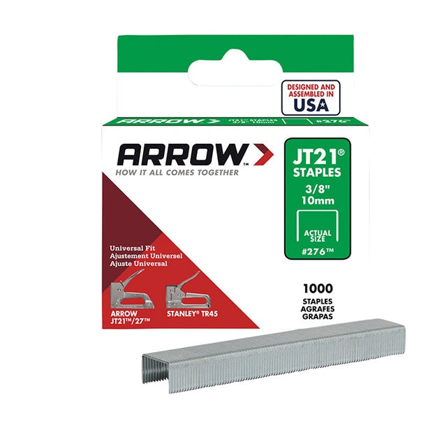 Arrow JT21 T27 Staples 10mm (3/8in) (Box 1000)