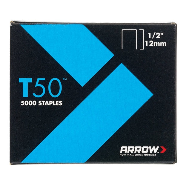 Arrow T50 Staples 12mm (1/2in) (Pack 5000, 4 x 1250)