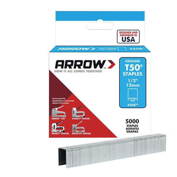 Arrow T50 Staples 12mm (1/2in) (Bulk Pack 5000)