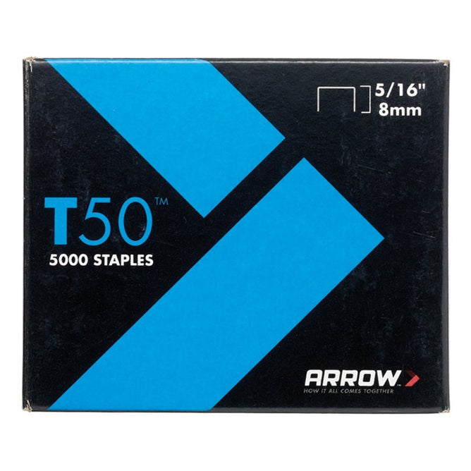 Arrow T50 Staples 8mm (5/16in) (Pack 5000, 4 x 1250)